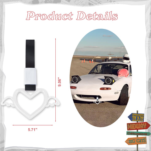 x xotic tech JDM Angel Wing Shaped Tsurikawa Subway Train Bus Handle Straps Drift Charm Rear Bumper Warning Loops Ring for Cars, SUV Interior Exterior Decoration