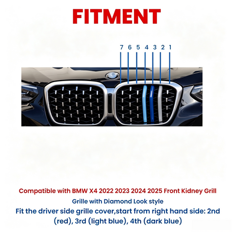 7-Beams Front Kidney Grill Buckle Trim Decortion Clip For BMW X4 G02 LCI 22-2025
