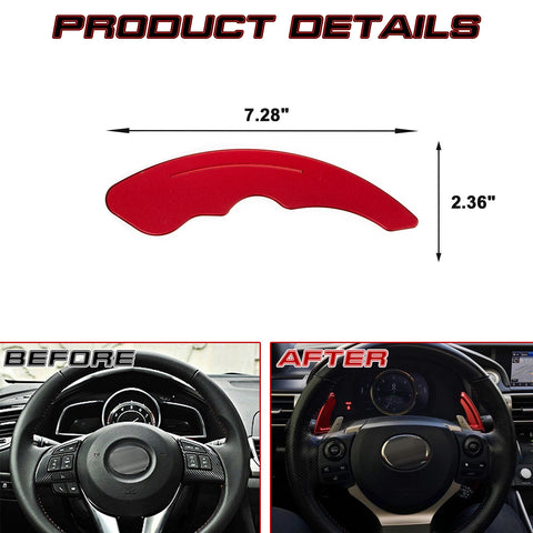 Red Aluminum Paddle Shifter Extension For Lexus IS200t IS200 IS250 IS300 2013-up