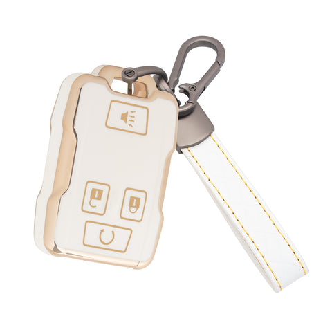 2X White TPU Full Cover Smart Key Fob Cover For Chevy Colorado Silverado Tahoe