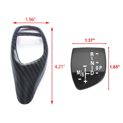 Gear Shift Knob Cover Trim + Gear Panel Button Decal Sticker Replacement Compatible with BMW 1 3 5 6 7 Series (Performance Sports Shifter Style)