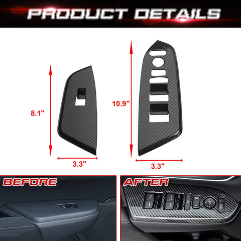 Carbon Fiber Black Inner Window Switch Panel Cover Trim For Honda CR-V 2017-2022