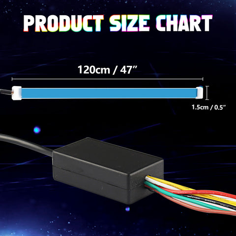 Multicolor RGB Trunk Tail LED Knight Rider Strip Brake Turn Signal Driving Light