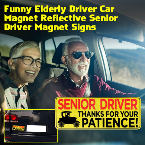 x xotic tech Elderly Driver Car Magnet Reflective Senior Driver Magnet Signs for Car Old People Gag Gifts Yellow Sign Magnetic Bumper Sticker for Grandma Grandpa