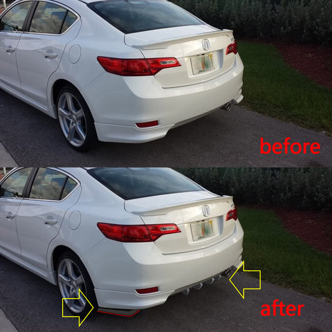 Xotic Tech JDM Rear Bumper Diffuser Valance Spoiler Fin Lip Trim Universal Car Side Fender Skirt Lip Splitter Canard Protector