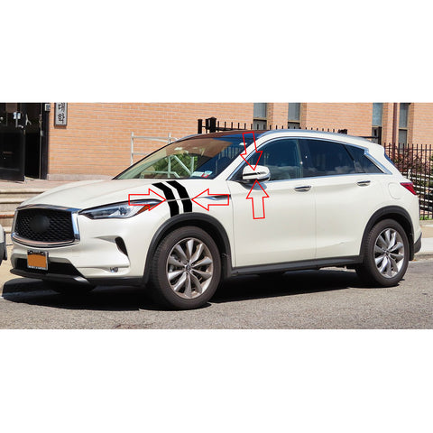 Auto Exterior Decor Front Hood Fender + Rear View Mirror Overlay Stickers Kit