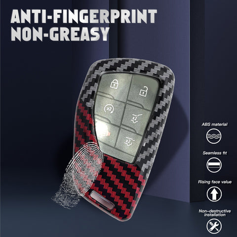 x xotic tech Glossy Black/Red Mix Color Carbon Fiber Texture Hard Plastic Key Fob Cover Case Compatible with Chevy Silverado 1500 or GMC Sierra 1500 2022-up, Silverado 2500HD 3500HD Tahoe 2024-up