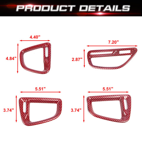 4X Center Console Air Conditioner Outlet Vent Cover Trim for Challenger 2015-up