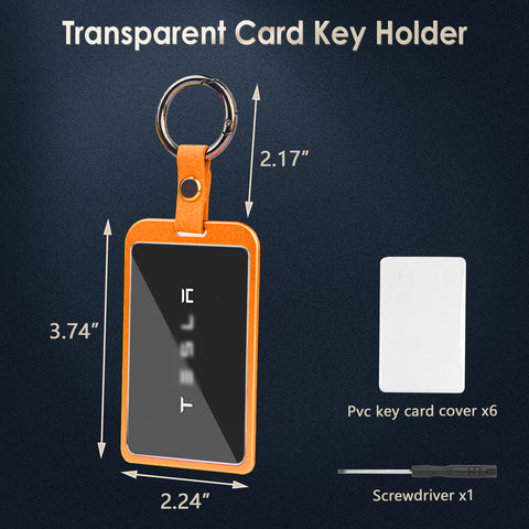 x xotic tech Transparent Card Key Holder, Card Protective Case Cover Comapatible with Tesla Model Y/3/S/X Cybertruck Accessories, Full Protection Key Fob Shell Key Chain(Aluminum Alloy)