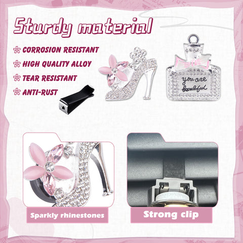 Crystal High Heel & Handbag Car Air Fresheners Diffuser Vent Clips Combo Kit