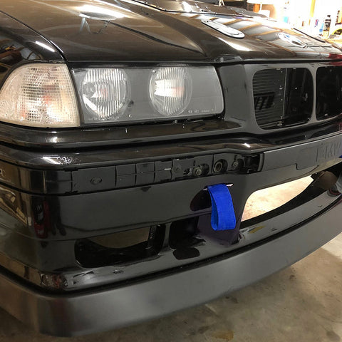 Blue / Black / Red JDM Style Tow Hole Adapter with Towing Strap for BMW 1 3 5 6 Series X5 X6, Fit Mini Cooper