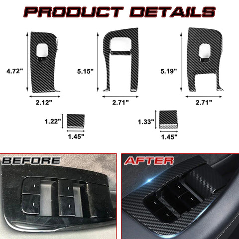 Carbon Fiber Style Interior Accessories Decor Trim For Tesla Model 3 Y 2021-2023