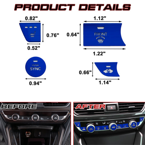 Red Aluminum Center Console Dashboard Switch Cover Trim For Honda Accord 2018-21