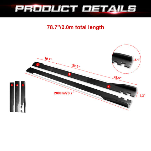 78.7 Inch/2M Car Lower Side Skirts Protect Rocker Panel Splitter Winglets Diffuser Bottom Line Extension Body Kit Universal Fit Most Vehicles (Carbon Fiber Pattern w/ White Strip)