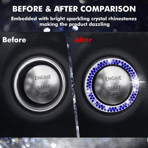 1/2 Packs Bling Diamond Car Engine Start Stop Button Surround Decor Ring Cover