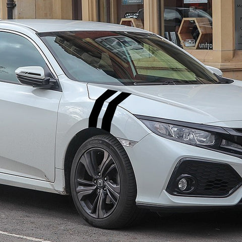 Auto Exterior Decor Front Hood Fender + Rear View Mirror Overlay Stickers Kit