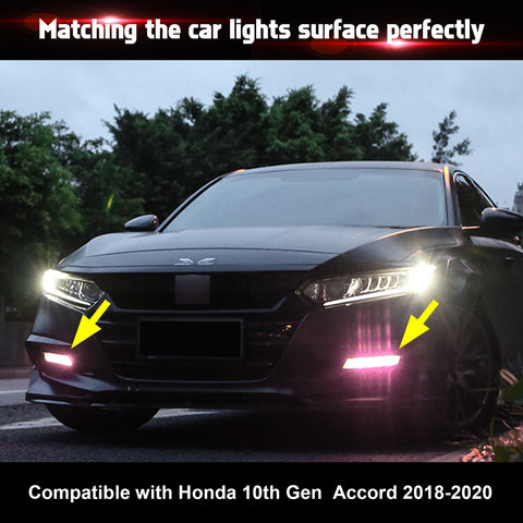 Xotic Tech Self Adhesive Front Fog Light DRL Tint Vinyl Film, Precut Fog Lamp Light Transmission Stickers Overlay Decal Exterior Decoration Compatible with Honda Accord 10th 2018 2019 2020