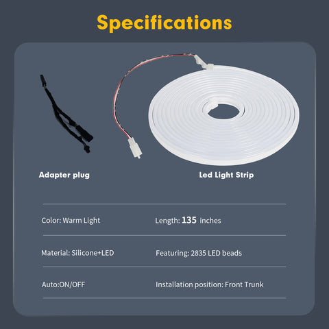 For Tesla Model S X 2021-2024 Front Trunk Led Flexible Ambient Lights Decoration