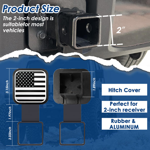 x xotic tech 2 Inch Universal American Flag Tow Hitch Covers, Trailer Hitch Cover Tube Plug Insert, Car Exterior Accessories, Receiver Tube Hitch Plug