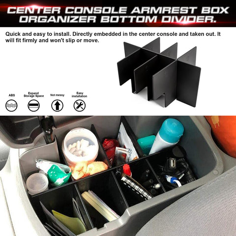 Interior Center Console Armrest Box Storage Container Holder Tray Organizer Divider, Compatible with Toyota Tacoma 2005-2015