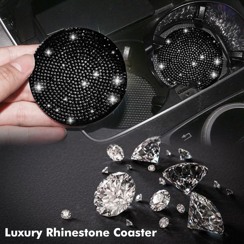 2pcs Cute Bling Car Cup Holder Coaster with Rhinestone Auto Interior Accessories