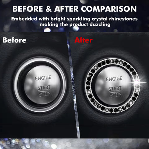 Crystal Rhinestone Car Engine Start Stop Button Bling Ring Cover Accessories