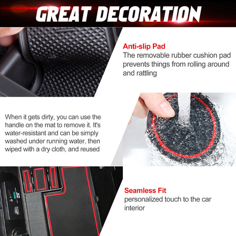 x xotic tech Door Slot Mat Compatible with Ford Mustang 2015-2023, Center Console Liner Organizer Non-Slip Cup Holder Insert Groove Door Pocket Pad Car Accessories