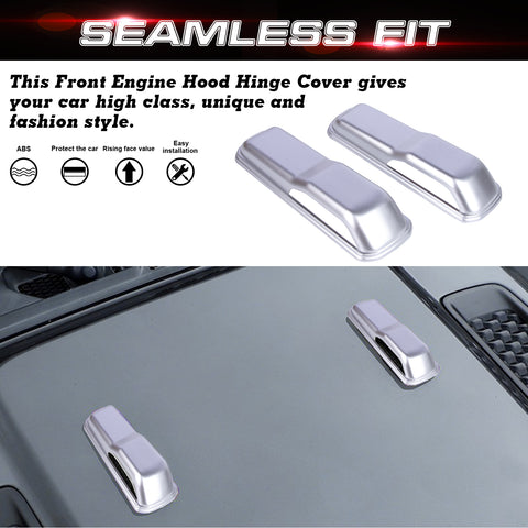 x xotic tech Front Engine Hood Hinge Cover Trim Decoration Exterior Accessories Compatible with Jeep Wrangler JL JLU 2018-up & Gladiator JT Truck 2/4 Door 2020-up (2Pcs)