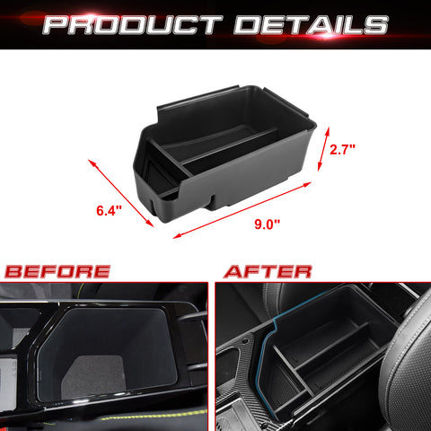 Armrest Insert Storage Box Coin Slot Organizer w/Black Anti-slip Pad For Kia EV6 2022+