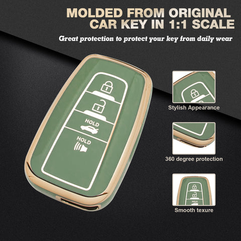 Green TPU Full Seal Remote Control Key Fob Cover For Toyota Camry C-HR 2018-UP