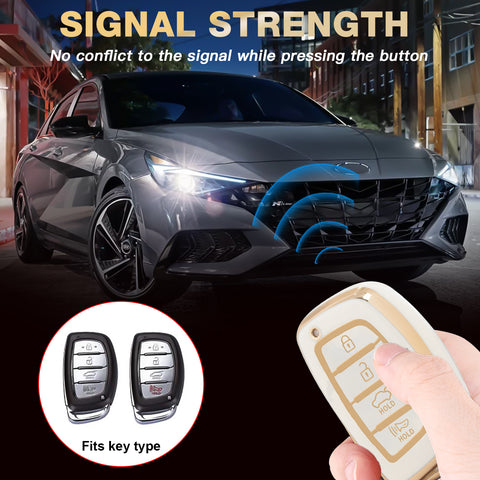 2X White TPU Full Cover Remote Key Fob Cover For Hyundai Elantra Ioniq Sonata
