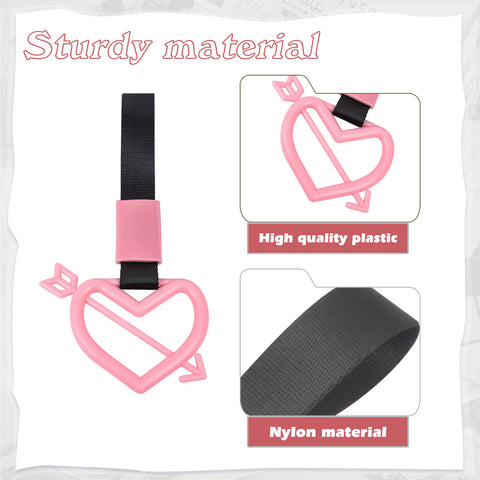 x xotic tech JDM Cupid's Arrow Shaped Tsurikawa Subway Train Bus Handle Straps Drift Charm Rear Bumper Warning Loops Ring for Cars, SUV Interior Exterior Decoration