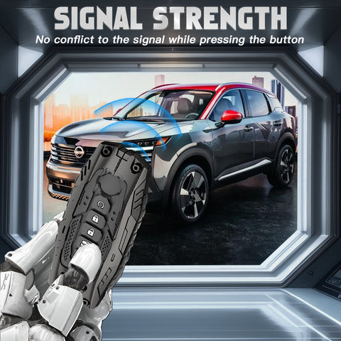 x xotic tech Mech Style Heavy Metal Key Fob Cover Compatible with Nissan Kicks Sentra Versa Rogue Pathfinder 2023 2024 2025, Zinc Alloy Key Case Protector Shell Keychain