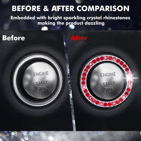Crystal Rhinestone Car Engine Start Stop Button Bling Ring Cover Accessories