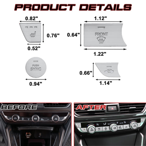 Red Aluminum Center Console Dashboard Switch Cover Trim For Honda Accord 2018-21