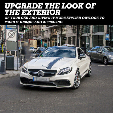 Xotic Tech Left Side Vinyl Car Decal Sporty Stripe Decor Sticker for Mercedes Benz C Class Hood Roof Rear Trunk Black