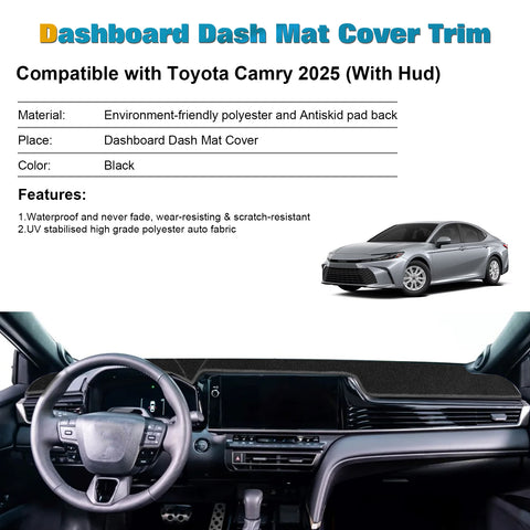 Interior Non-Slip Dash Overlay Cover Dashboard Poly Mat For Toyota Camry 2025