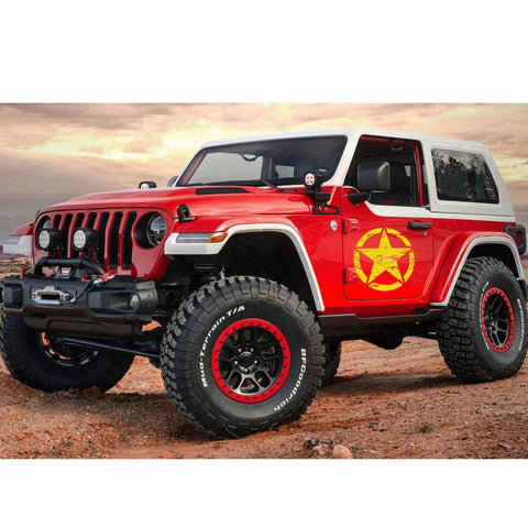 For Jeep Front Hood Sticker - Black/ White/ Yellow Army Military Star Vinyl Graphic Decal for Car Body Trunk Side Fender Door Bumper