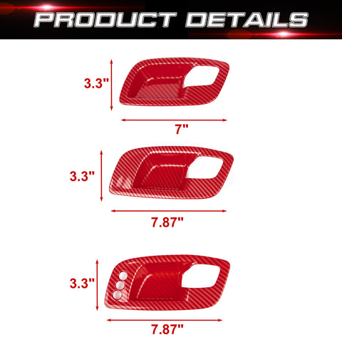 Carbon Fiber Style Door Handle Bowl Window Lift Switch Cover For Dodge Charger 2011-23