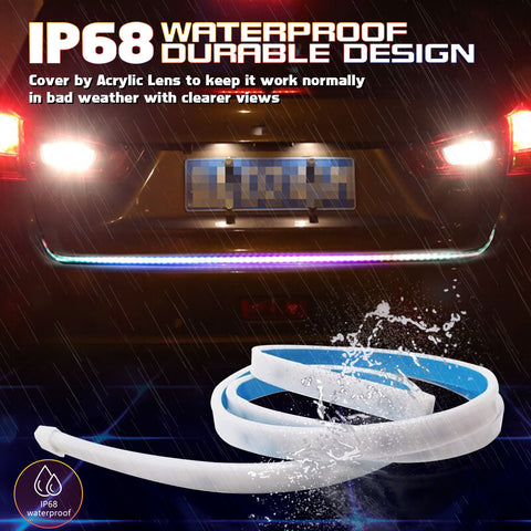 Multicolor RGB Trunk Tail LED Knight Rider Strip Brake Turn Signal Driving Light
