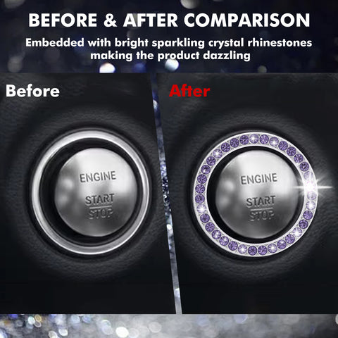 Crystal Rhinestone Car Engine Start Stop Button Bling Ring Cover Accessories