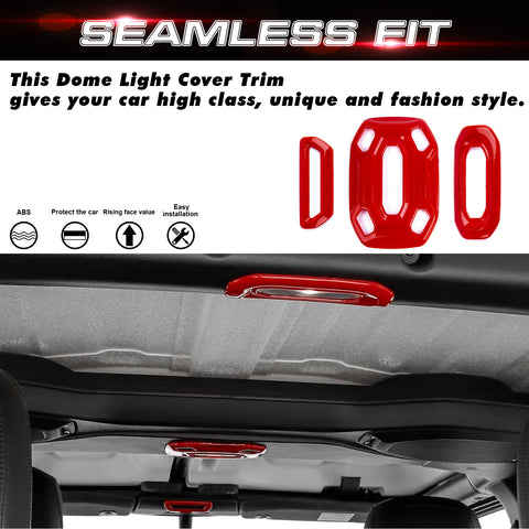x xotic tech Dome Light Cover Trim Set Decoration Compatible with Jeep Wrangler JL JLU 2018-2023 & Gladiator JT 2020-2023 Interior Accessories(3Pcs)