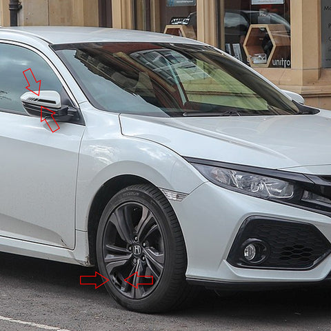 Auto Universal Fit Racing Style 4Pcs Front Hood Fender Double Hash Stripe Stickers + 6Pcs Reflective Wheels Rim Safety Warning Stickers+ 4Pcs Rearview Mirror Slash Mark Decals Set