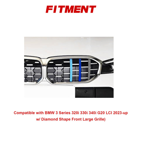 Tri-Colored Front Diamond Grille Strips Clip Cover For BMW 3 Series G20 2023-up