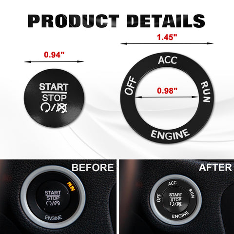 Keyless Engine Push Start Button & Surrounding Ring For Dodge Charger Challenger