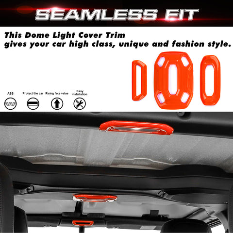 x xotic tech Dome Light Cover Trim Set Decoration Compatible with Jeep Wrangler JL JLU 2018-2023 & Gladiator JT 2020-2023 Interior Accessories(3Pcs)