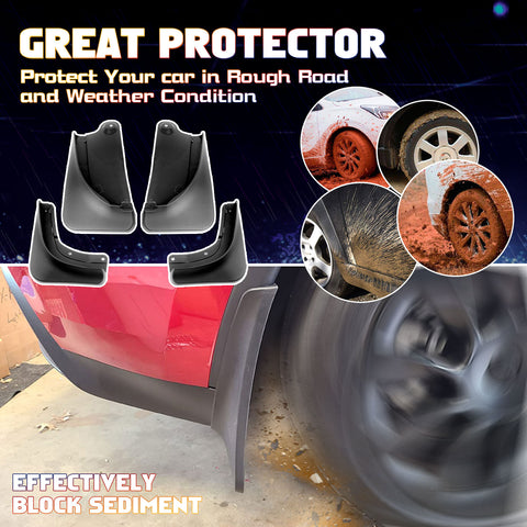 Front & Rear Full Set No Drill Mud Flaps Mudguard Fender For 2020-2024 Model Y