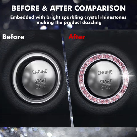 Crystal Rhinestone Car Engine Start Stop Button Bling Ring Cover Accessories