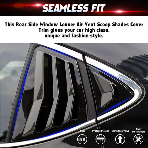 Side Window Louver Blinds Sun Shades Trim For Toyota Camry 2025-2026 Gloss Black