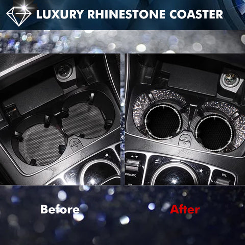 Shiny Cup Holder Insert Pad Engine Push to Start Button Ring Cover Accessories